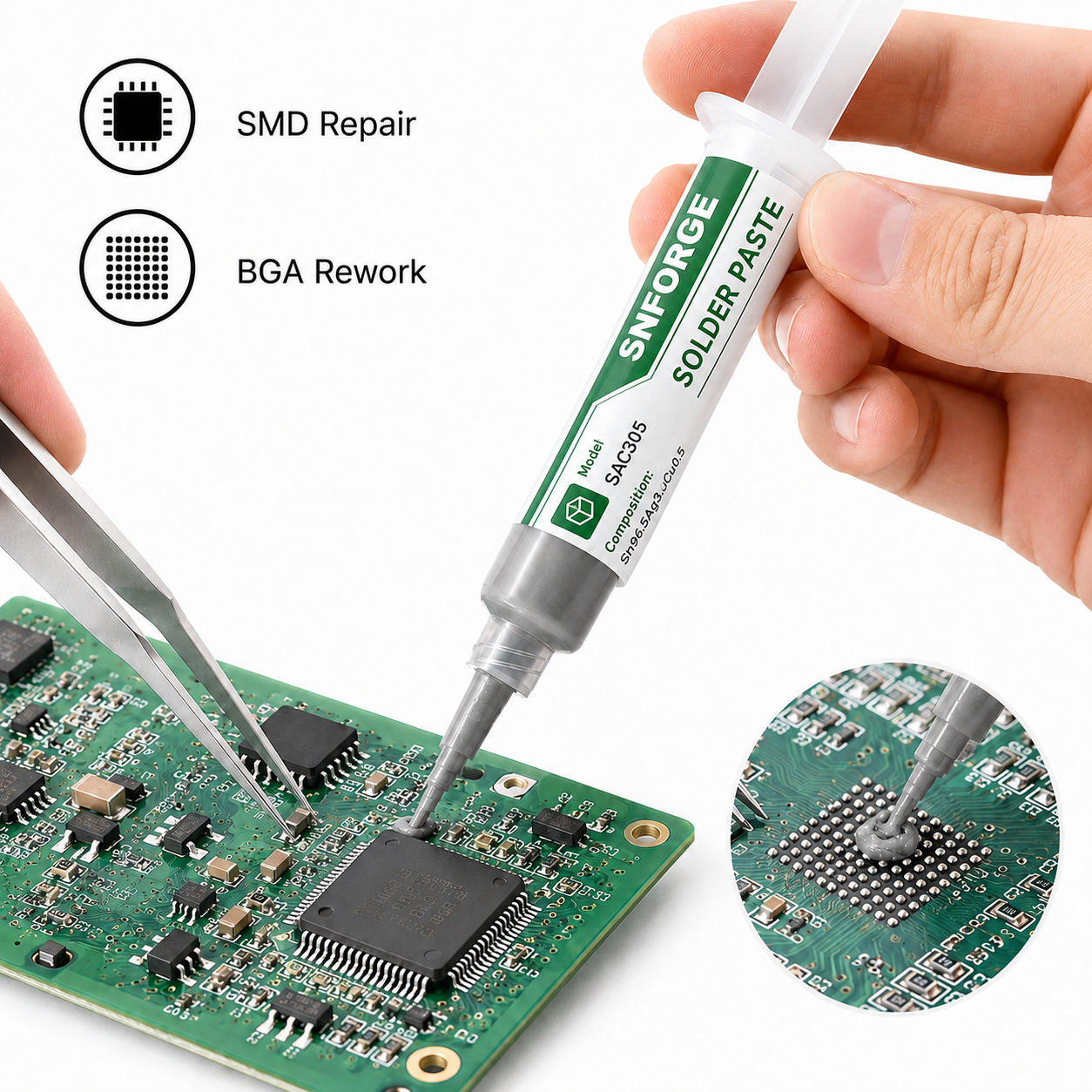 SAC305 Solder Paste Welding Ti - Electronics Repair School ulasan dan harga